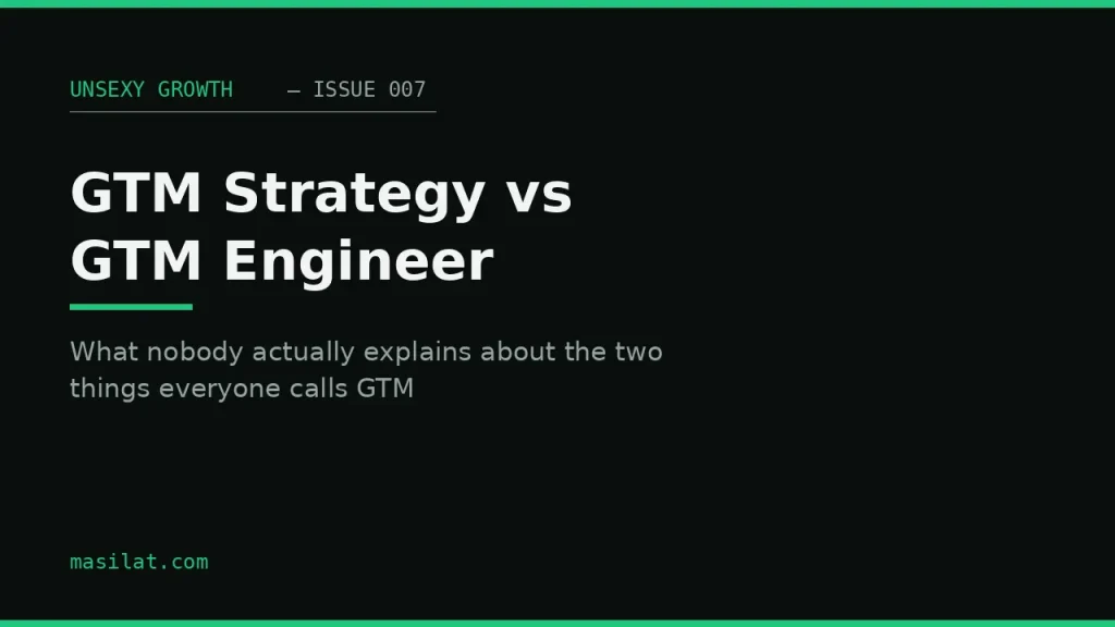 GTM Strategy vs GTM Engineer graphic showing the difference between go-to-market planning and go-to-market automation systems.